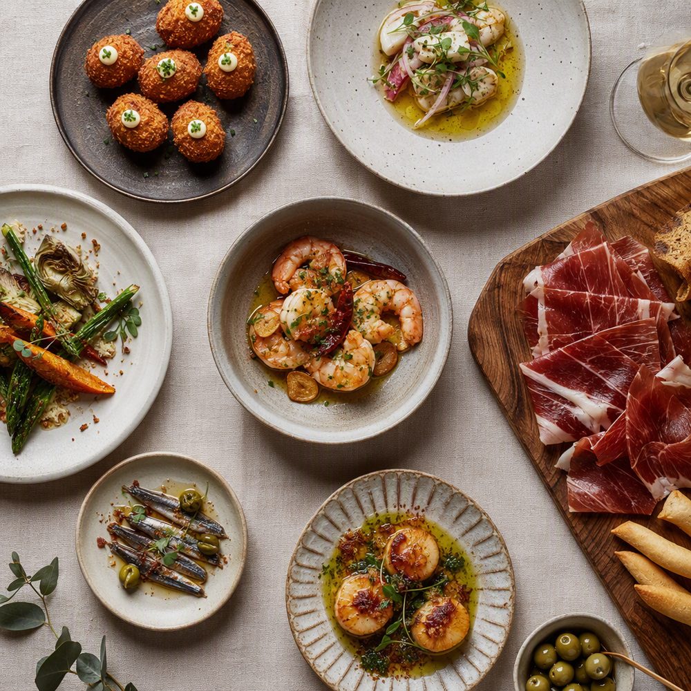Mesa con platos de degustación